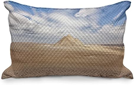 Ambesonne Pyramid Coloque a capa de travesseira, imagem da vida real de estruturas de areia egípcia, capa padrão de travesseiro de sotaque de tamanho king para quarto, 36 x 20, bege azul -céu