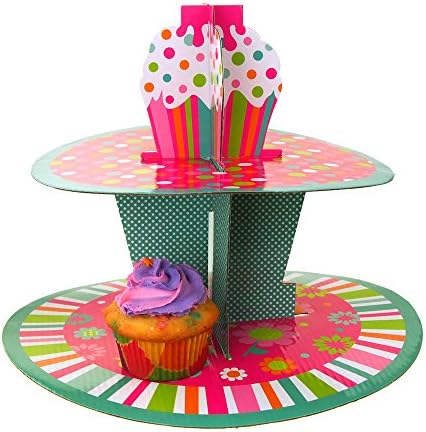 Homeford Floral Gingham Cupcake Stand, 11 polegadas, 2 peças