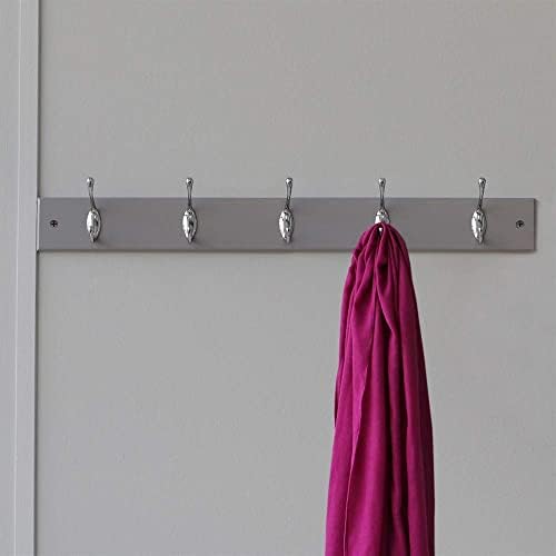 Home Basics Basics Durável Rack de penduramento montado na parede 5-duplos, cinza | Localizar de entrada | Pendurado em uma