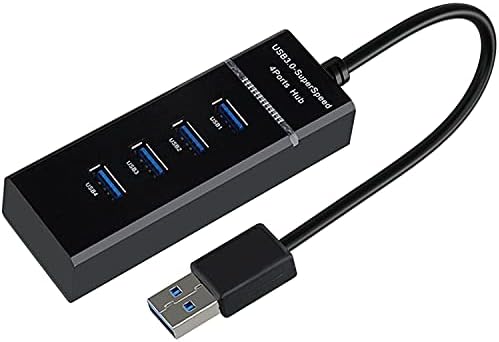Ayecehi USB Hub 3.0 Splitter de porta USB, 4 Port High Speed ​​Data Hub com indicador de LED para laptop, PC, computador, HDD móvel, teclado, mouse e muito mais - preto
