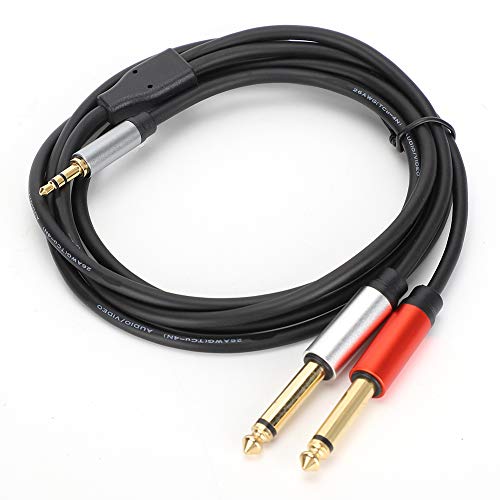 Ashata Audio Cable Y Cabo de divisor de cabo, 3,5 mm a duplo 6,35 mm 1/4 TS Mono Scelio Audio Wire, 24K 15U Conectores