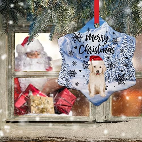 Ornamento de Natal Feliz Natal Papai Noel Hat Dog Decorações de Árvore de Natal Dog de Christmas Dog Ornamentos de Natal Para