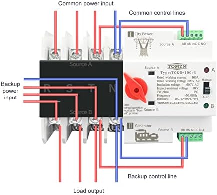 WEMOBI 1PCS trilhos de trilho trifásico ATS ATS Dual Power Automático interruptor de seletor elétrico Switches 4p 63a 100a
