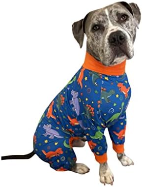 Pijama de cão grande/pijamas de cão dinossauro/ajuste slim/pijama de pulôver leve/cão de cobertura completa PJS/Por favor, arrecada