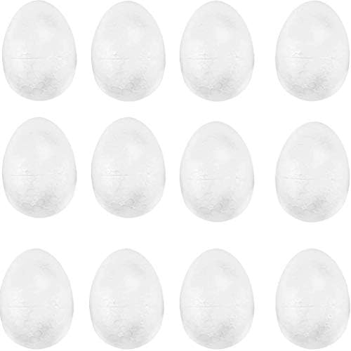 Ovos de Páscoa HGFD 12 pedaços de ovos de espuma de Páscoa Branco Craft Eggs Crie sua própria decoração de padrões de artesanato,