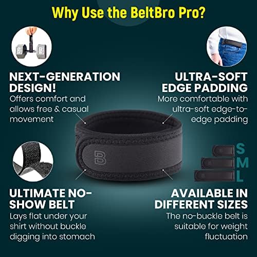 Pares Beltbro Pro for Men-Cinturão elástica sem fivela de cinto da geração Beltpro com estofamento de borda ultra-macia-se encaixa em loops de correia de 1,5 polegada