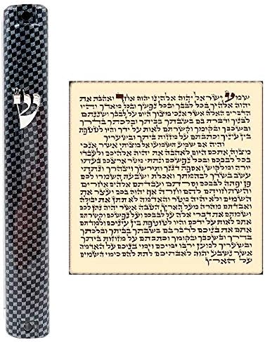 Case de mezuzah judeu à prova d'água com roll 3D Metal Painted Painted Israel Judaica Plástico Porta Mezuza 5 polegadas