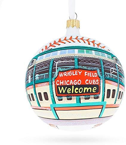 Wrigley Field, Chicago, Illinois Glass Ball Christmas Ornament 4 polegadas