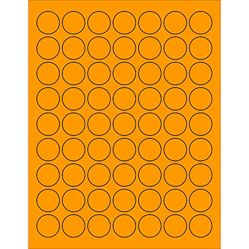Aviditi Tape Logic 1 Rótulos fluorescentes do círculo laranja, para impressoras a laser e jato de tinta, adesivo permanente,
