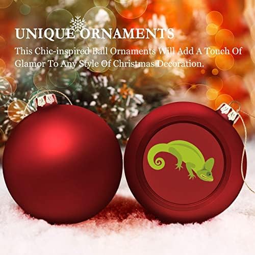 Bola de Natal de Chameleon Green Ornamentos suspensos à prova de sonda para decorações de festa na lareira da árvore de Natal 2pcs