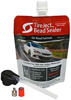 Tireject Automotive Compact Car 2-em 1 Selante de pneus e kit de vedação de contas para reparo de pneus de vazamentos e