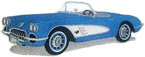 Coleção Classic Cars [1960 Corvette] [História do Automóvel Americano em Bordado] Ferro bordado On/Sew Patch [6.53 X2.59] Feito