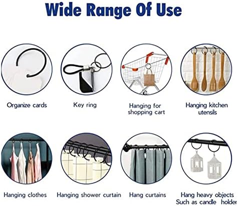 12 PCs Ringos de cortina de chuveiro, ganchos de cortina de chuveiro à prova de ferrugem para banheiro, anéis decorativos de ganchos