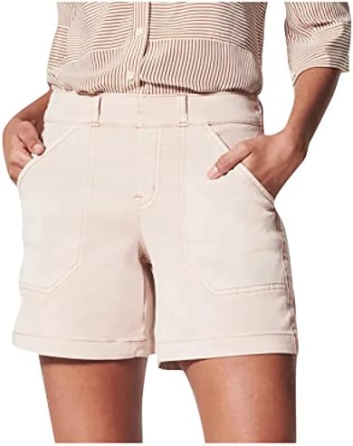 Shorts casuais femininos da Zlovhe, bolsos laterais curtos e macios femininos e sem botão e sem zíper lisonjeiro ajuste
