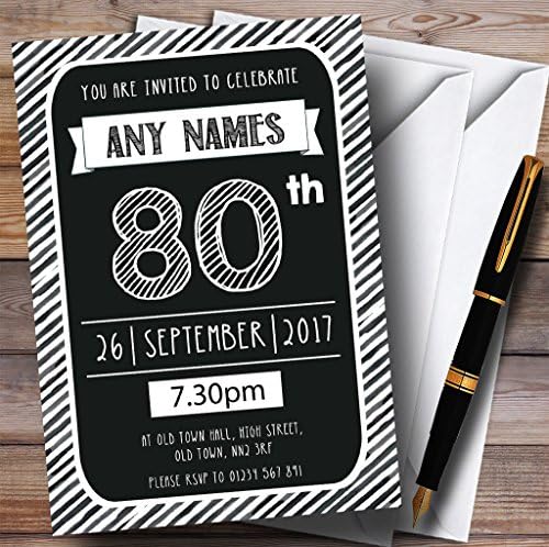 O card zoo preto e branco listrado deco 80º convites de festa de aniversário personalizados