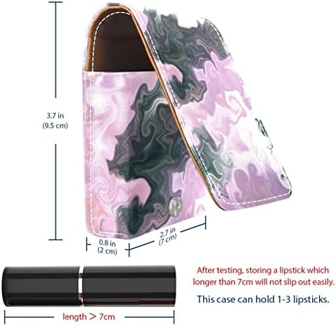 Caixa de batom oryuekan com espelho bolsa de maquiagem portátil fofa, bolsa cosmética, pintura a óleo abstrata preto