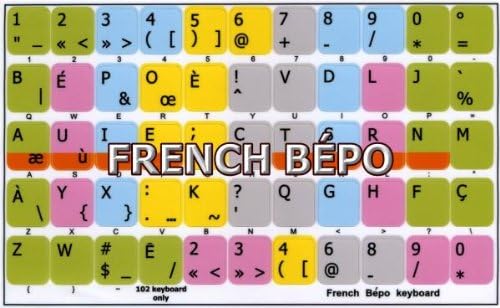 Etiquetas de teclado francês BEPO Fundo colorido Não transparente para desktop, laptop e caderno