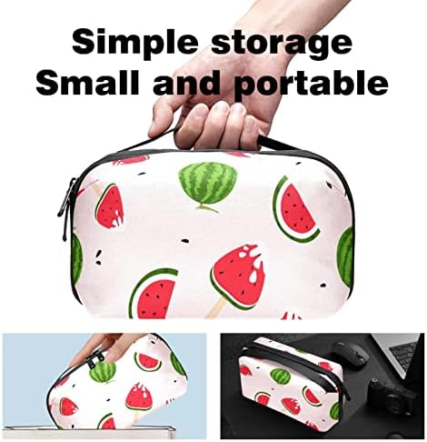 Carteira de bolsa de bolsa de viagem de caixa de transporte de caixa de transportar Acessório de bolso USB Organizador de bolso Zipper, melancia rosa de frutas