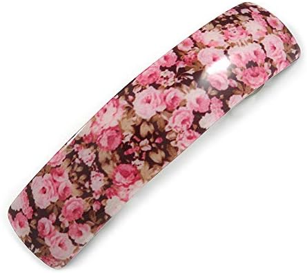 AVALAYA Romântico acrílico floral Barrette/clipe de cabelo em rosa/bege - 90 mm de comprimento