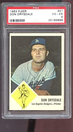 1963 Fleer #41 Don Drysdale PSA 4 Cartão de beisebol graduado MLB Los Angeles Dodgers - Cartões de beisebol com lajes