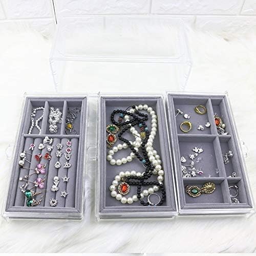 Caixa de jóias Organizador para mulheres Caixa de armazenamento de jóias de moda de moda com bandeja de colar de capa de