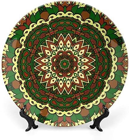 Placas de cerâmica redonda de placa decorativa mehndi de telha tracery com suporte para a decoração do casamento em casa