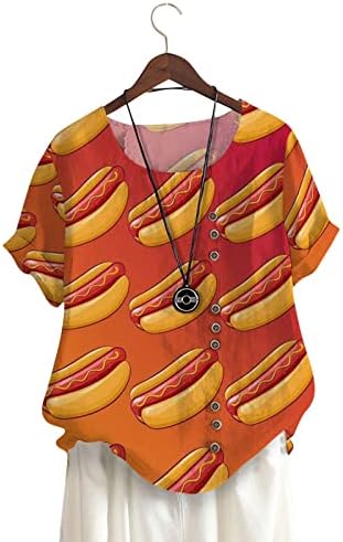 Camisas de linho de grandes dimensões para mulheres Mulheres Logo Casual Top Camise