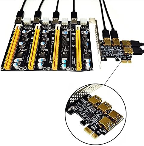 Conectores 4 portas PCIE RISER Adaptador PCI-E 1x a 4 USB 3.0 PCI-E Rabbet GPU riser estender Ethereum Eth/Monero XMR/ZCASH ZEC 1-