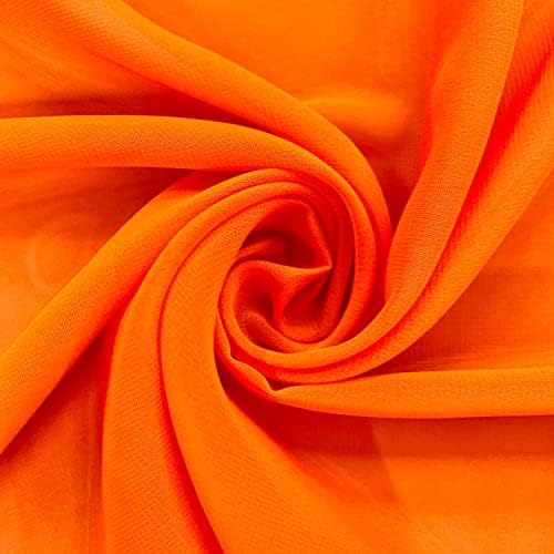 Danielle Bright Orange Polyster Hi -Multi Chiffon Fabric by the Yard - 10075)