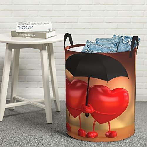 Corações de amor com guarda -chuva impressão de lavanderia grande com maçane
