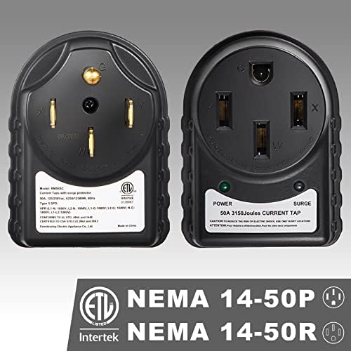 Protetor de surto de trailer 50 amp, analisador de circuito adaptador 125V/250V/12500W, adaptador de energia com proteção integrada