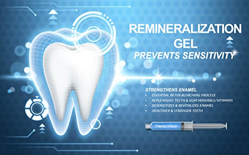 Gel de remineralização de novawhite - seringas extras grandes, 2 bandejas na boca, reduz a sensibilidade dos dentes, fortalece o esmalte de dente, tratamento de sensibilidade, remineralização e dessensibilização de dentes sensíveis
