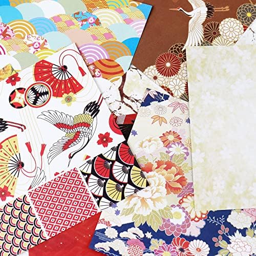 Keaziu Origami Papel 50 folhas 5,9 x 5,9 polegadas estilo japonês 10 diferentes cores colorida face impressa artesanato kits de