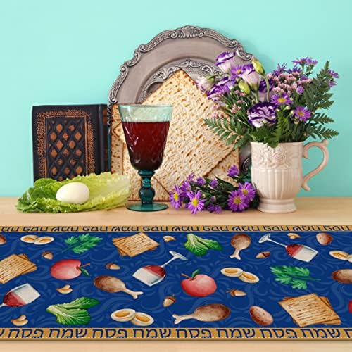 NEPNUSER LINHEN PASSOVER TABLE RUNNER Judaico Pesach Seder Matzo Sala de jantar em casa Decoração de mesa de cozinha