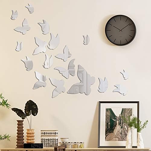 Amaonm 21 PCS Removável Cristal acrílico espelho Butterfly Decalques de parede de moda DIY decorações de casa decoração