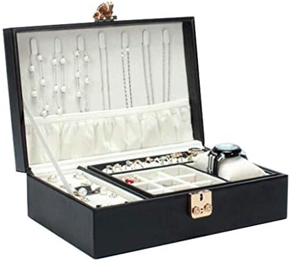 Caixas de jóias QTT Caixas de exibição de jóias de viagem de couro para brincos de anel de colar Caixa de jóias preta