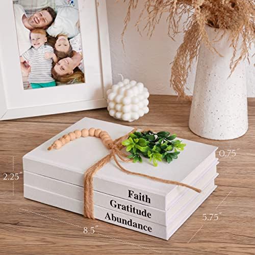 Livros falsos para decoração-livros decorativos de 3-PCs para decoração de casa com corda, miçangas, plantas decorativas-livros