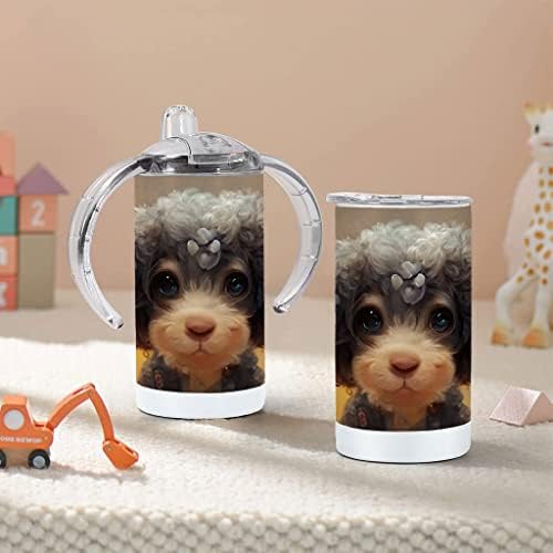 Copo com canudinho de poodle bonito - cão engraçado cachorro com canudinho - copo de canudinho impresso