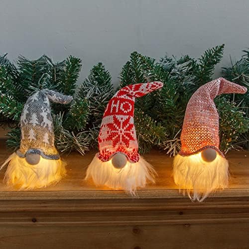 Huuog 5pcs iluminados natal gnome plushtomte presente bateria operada pelo inverno tabletop decorações de Natal gnome luxuh