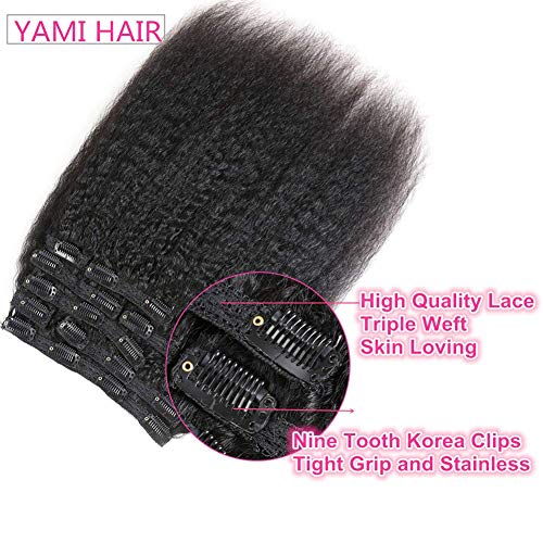 Clipe reto de Yami Kinky em extensões de cabelo humano Clip Ins Remy Hair for Women yaki clipe reto insere verdadeiro