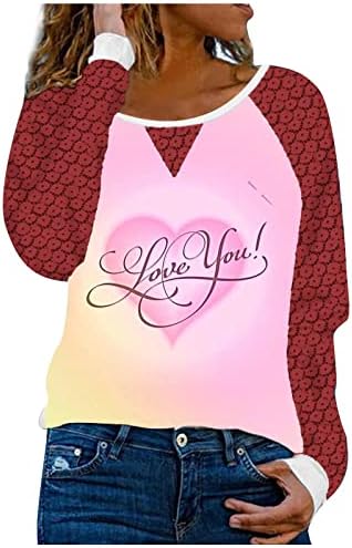 Amo seu suéter de impressão para mulheres renda mangas compridas moletons tampos redondos de pescoço de pescoço plus size camisas