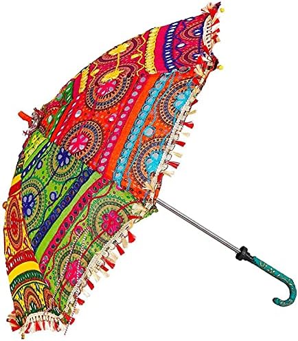 Proteção solar Rajasthani Umbrella Handicraft Handics Bet Umbrella Navratri Itens I Umbrella Decorativa por Indian Collectible