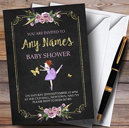 Chalk & Gold Ballerina Ballet Invitations convites do chá de bebê