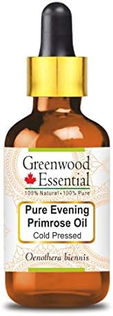 Greenwood Essential Pure Night Primrose Oil com gotas de vidro natural de grau terapêutico pressionado para cuidados pessoais 15ml