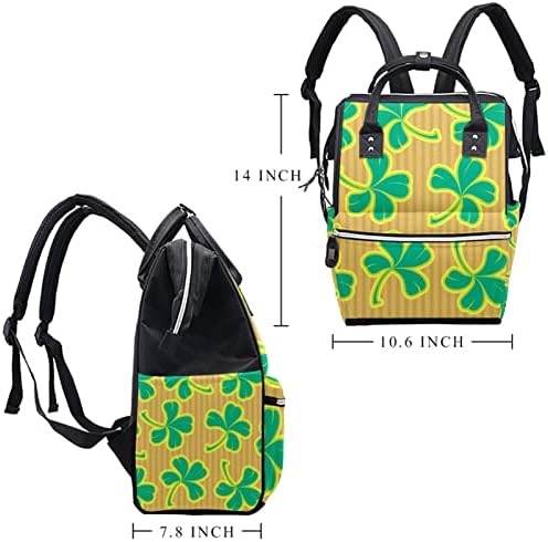 Mochila de viagem Guerotkr, bolsas de fraldas, bolsa de fraldas da mochila, padrão de trevo de trevo de st-patrick, padrão listrado