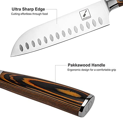 faca de faca de cozinha de 7 polegadas IMARKU SANTOKU 7 polegadas faca de chef japonesa de faca japonesa - aço inoxidável alemão 7cr17mov - alça de pakkawood ergonômica, melhor escolha para cozinha em casa