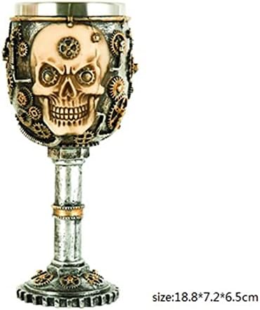 Aisal Stainless Stoinless Aço Liner Resin Wine Goblet - Goblet fantasma de caveira de vinhos de vinho medieval