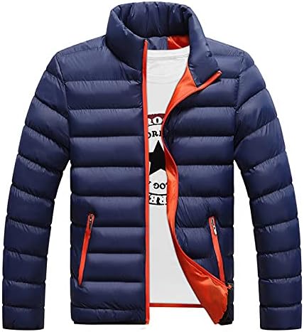 Jaqueta de inverno masculino Puffer Jaqueta leve Zip de manga longa para baixo de casacos de jaqueta de algodão quente com