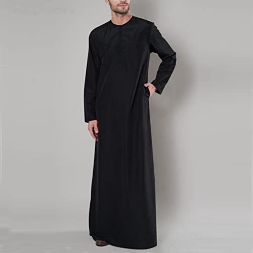 Long Muçulmano Muslim de Manga Lonja Thobe Oriente Médio Saudita Arábico Islâmico Abaya Kaftan Ramadã Festival Solid