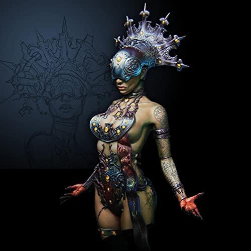 Goodmoel 120mm Fantasy Demon Female Warrior Resin Bust Modelo / Soldado Desmonte e Soldado Die Cast Kit / LW-763